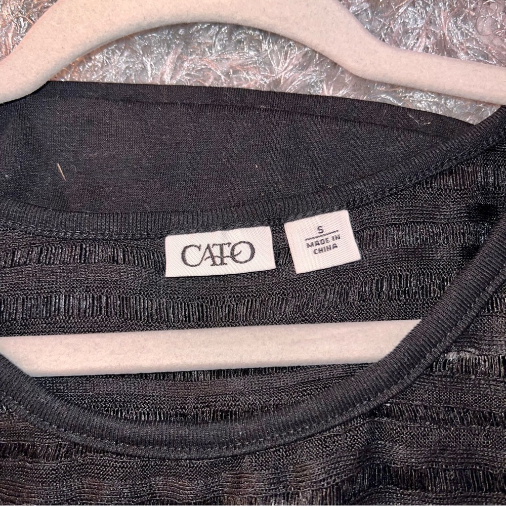 #139 🥀 CATO Short Sleeve Sheer Stripped Blouse - Picture 2 of 6